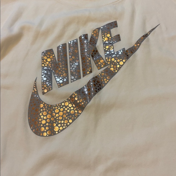 Nike Cream Tunic Sweatshirt Silver Rose Gold Logo XL - Picture 3 of 5